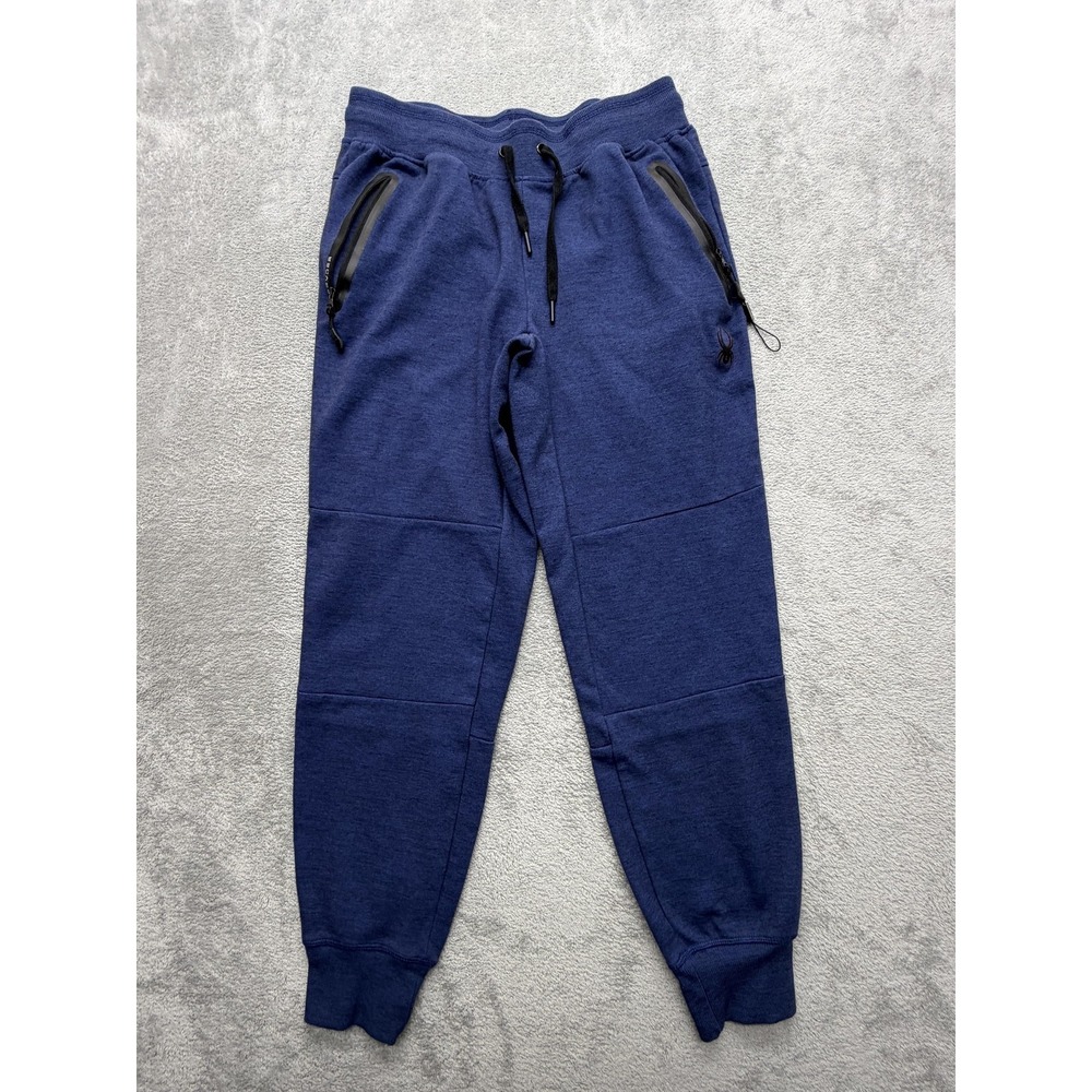 Spyder Pants Mens M Blue Jogger‎ French Terry Elastic Waist Drawstring Pockets